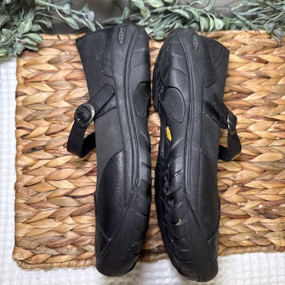 Keen Womens Black Leather Strap Clog Mary Jane Shoes Sz US 9 EU 39.5 Comfort - Picture 9 of 13